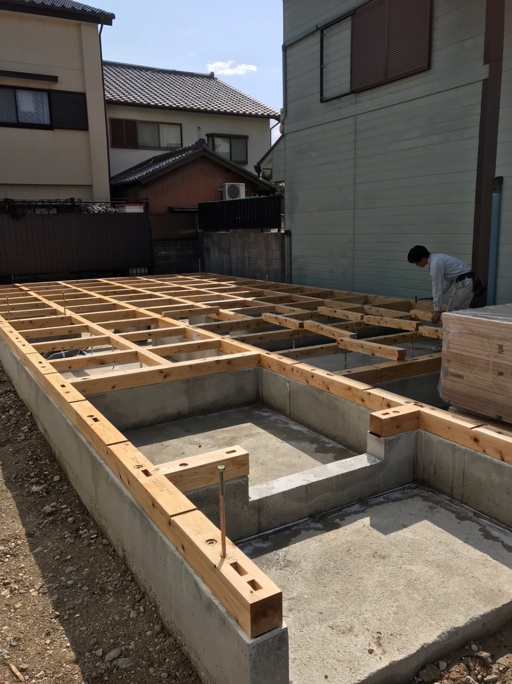 【瑞穂区　注文住宅】土台伏せ、防蟻処理