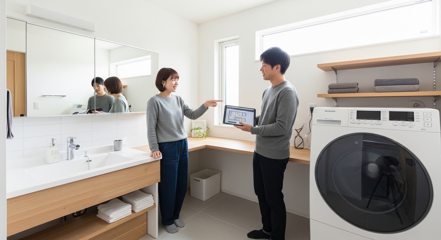 建築新築住宅で後悔しない洗面室とランドリールーム設計の考え方