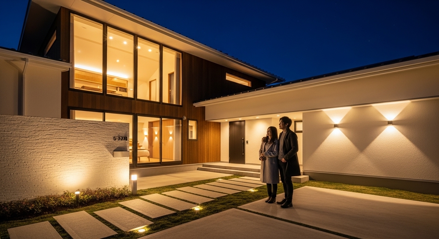 夜も映える建築おしゃれ外構の照明デザインアイデア